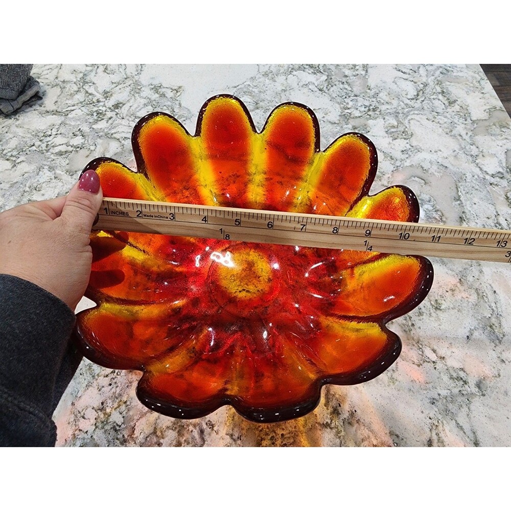 Vintage Amberina Lotus Petal Mid-Century Indiana Glass 70 years old - Picture 3 of 4